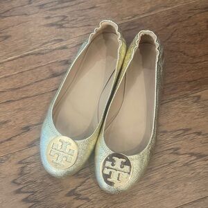 Tory Burch Metallic Gold Flats